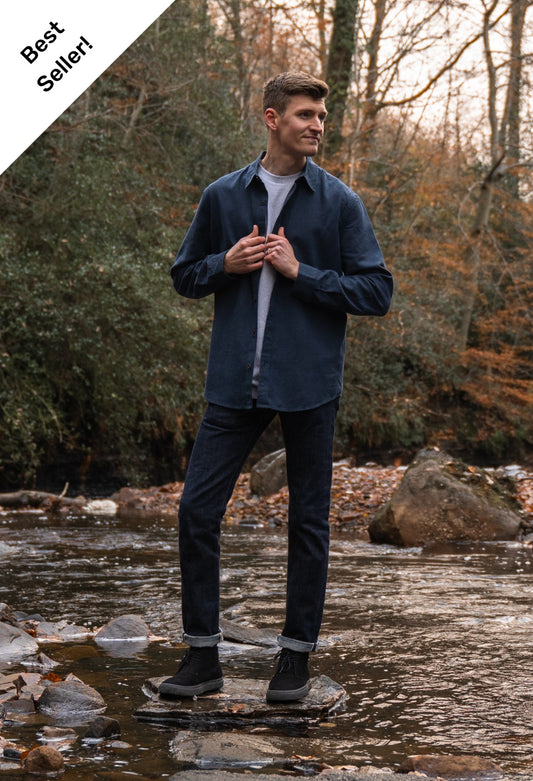 The Joseph Luxury Hemp Blend Navy Shirt