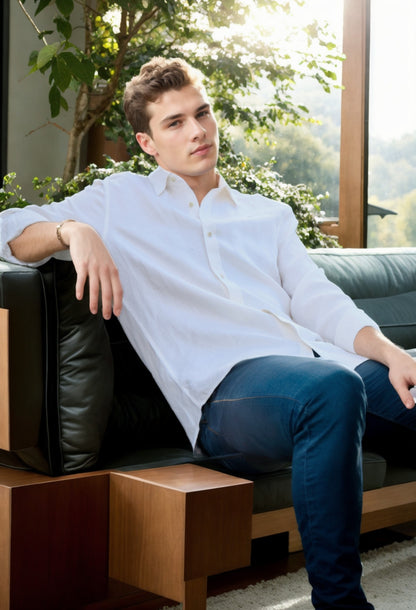 The Lukas Luxury Hemp Blend White Shirt