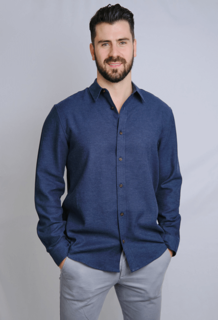 The Joseph Luxury Hemp Blend Navy Shirt