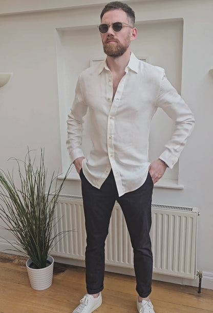 The Lukas Hemp Blend White Shirt